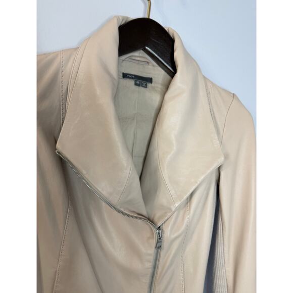 Vince Y2K Women's Lambskin Leather Moto Jacket Cream Women's XS Gilmore girls - Picture 9 of 12